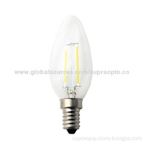 E14/1.8W LED Filament Candle Lights with >80Ra CRI, 40,000-hour Lifespan, OEM